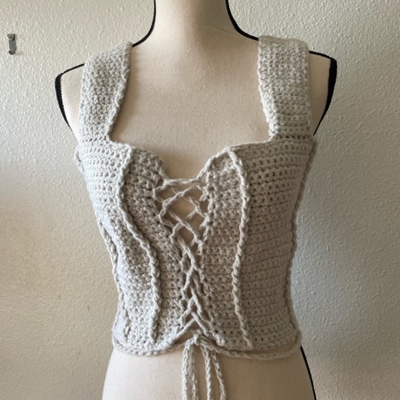 Tops - Handmade crochet corset top with adjustable front
